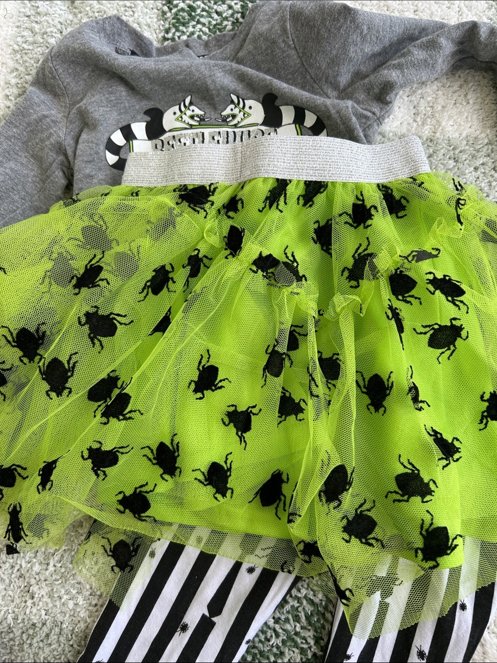 Beetlejuice Kids' Green & Gray Costume Set - Tutu Skirt & Striped Pants - Picture 6 of 8